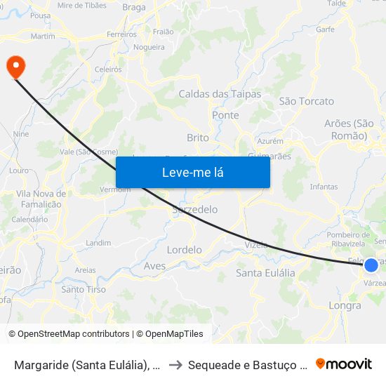 Margaride (Santa Eulália), Várzea, Lagares, Varziela e Moure to Sequeade e Bastuço (São João e Santo Estêvão) map