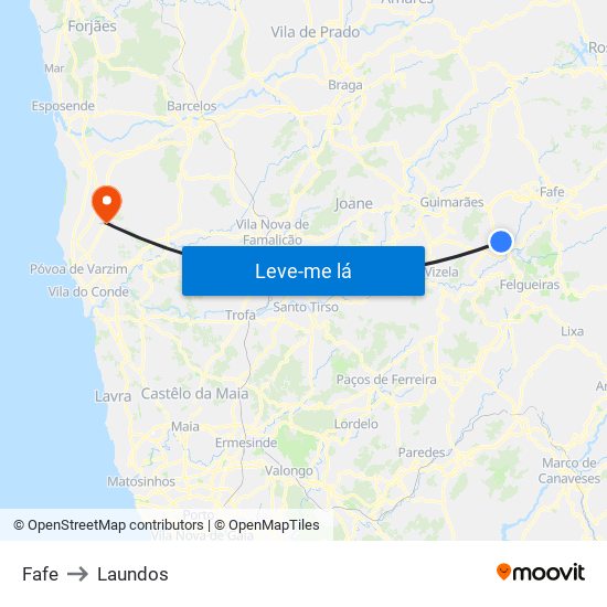 Fafe to Laundos map