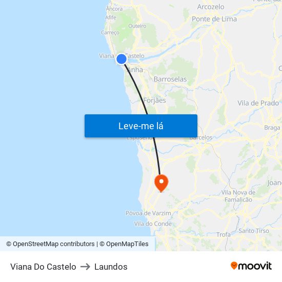 Viana Do Castelo to Laundos map