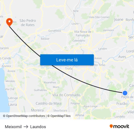 Meixomil to Laundos map