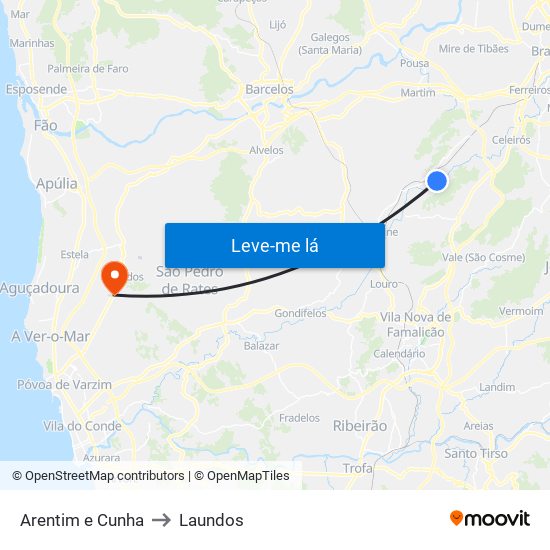 Arentim e Cunha to Laundos map