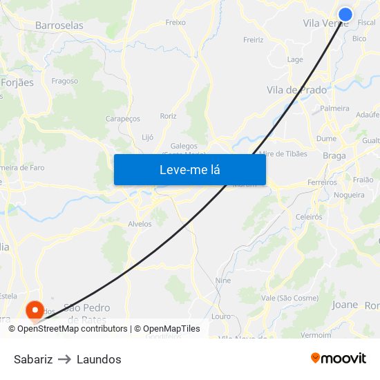 Sabariz to Laundos map