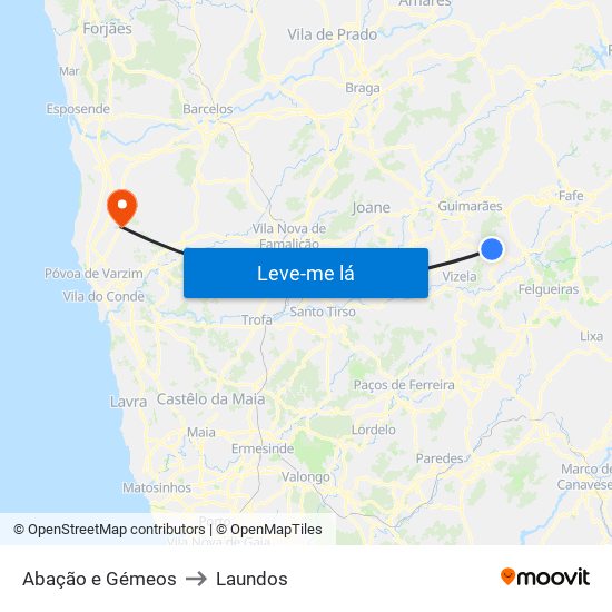 Abação e Gémeos to Laundos map