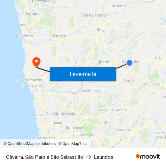 Oliveira, São Paio e São Sebastião to Laundos map