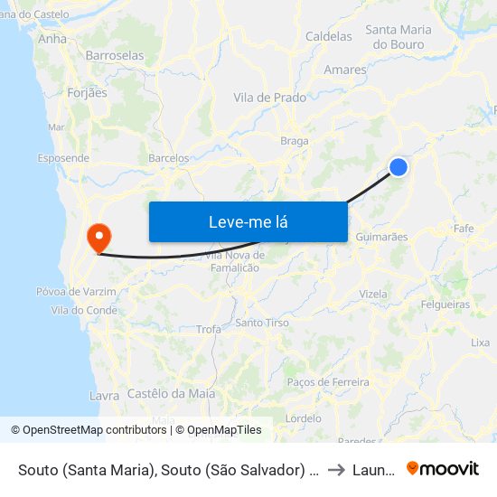Souto (Santa Maria), Souto (São Salvador) e Gondomar to Laundos map
