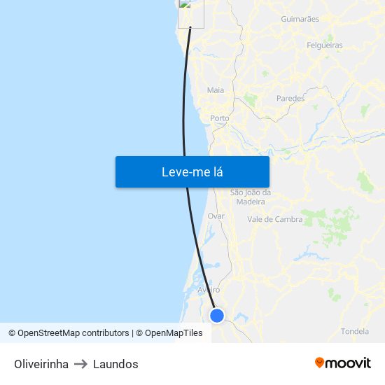 Oliveirinha to Laundos map