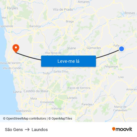 São Gens to Laundos map