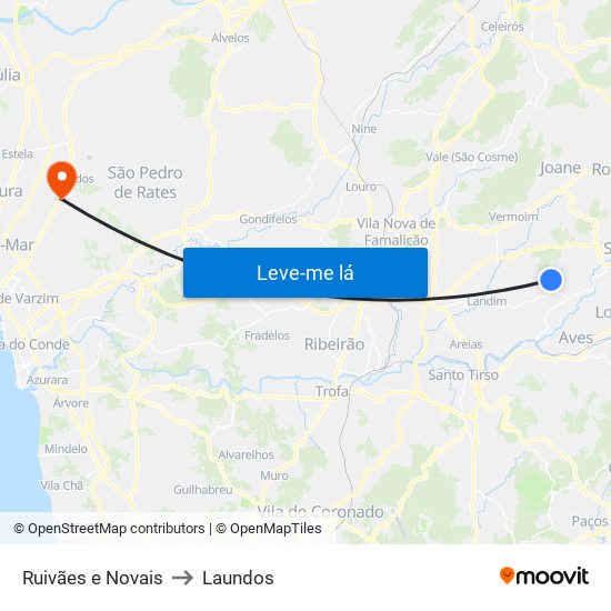 Ruivães e Novais to Laundos map