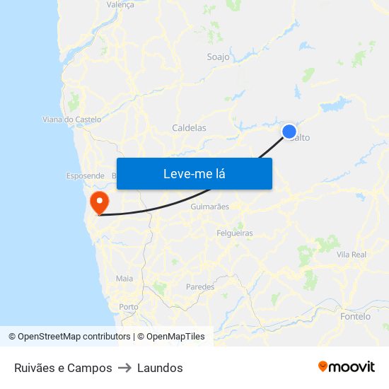 Ruivães e Campos to Laundos map