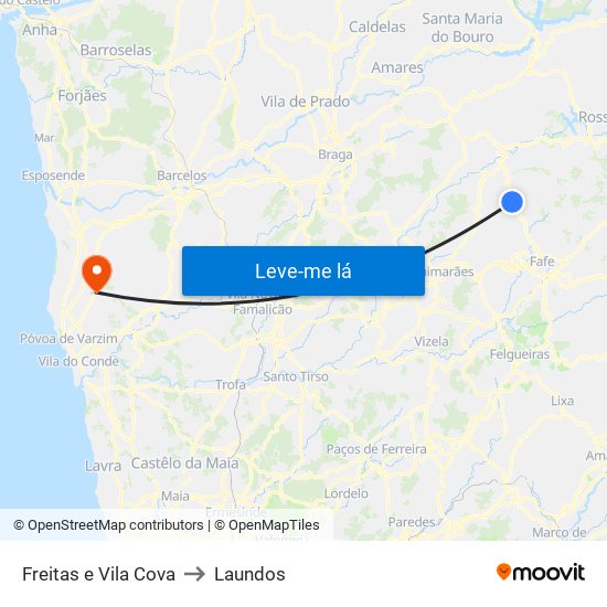 Freitas e Vila Cova to Laundos map