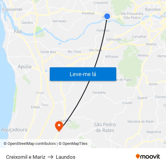 Creixomil e Mariz to Laundos map