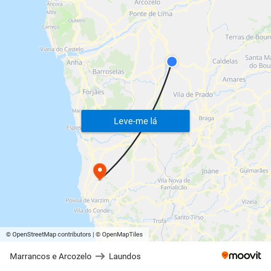 Marrancos e Arcozelo to Laundos map