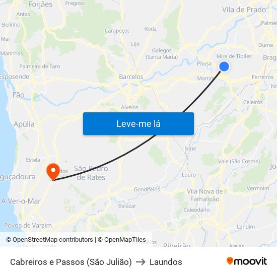 Cabreiros e Passos (São Julião) to Laundos map