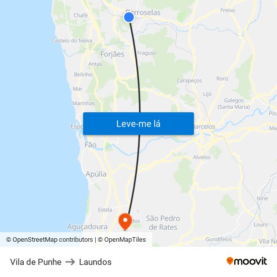 Vila de Punhe to Laundos map