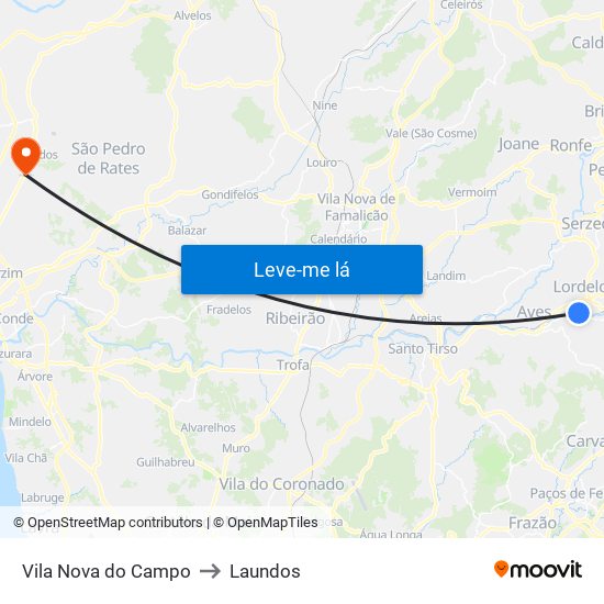 Vila Nova do Campo to Laundos map