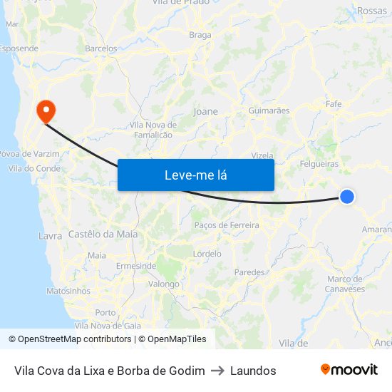 Vila Cova da Lixa e Borba de Godim to Laundos map