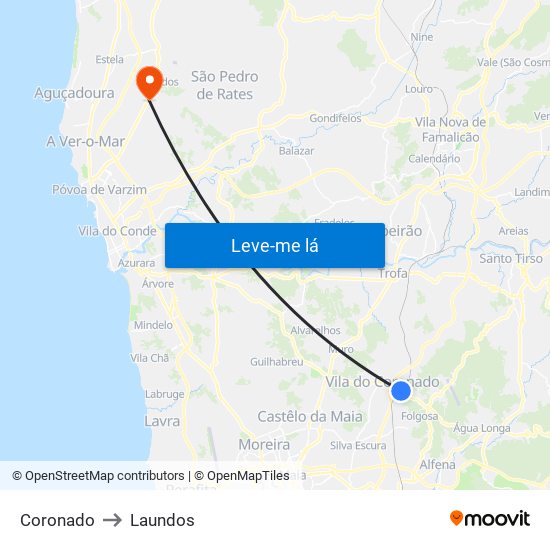 Coronado to Laundos map