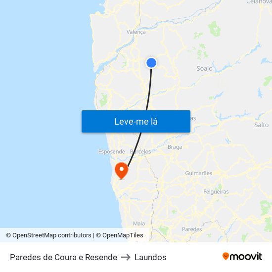 Paredes de Coura e Resende to Laundos map