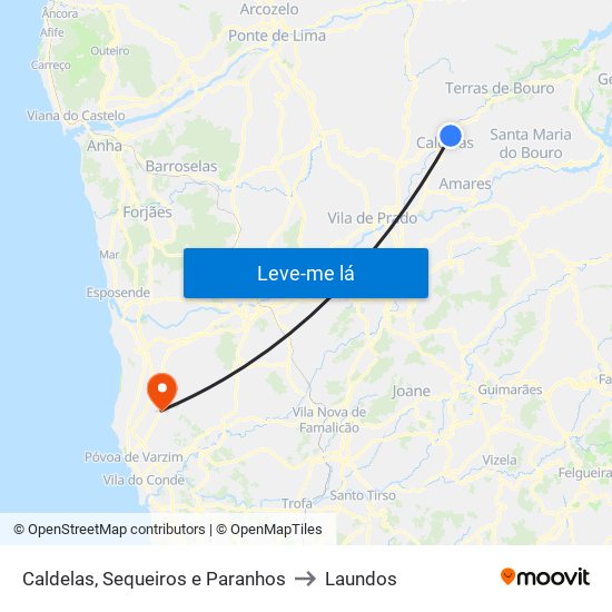 Caldelas, Sequeiros e Paranhos to Laundos map