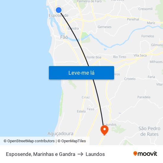 Esposende, Marinhas e Gandra to Laundos map