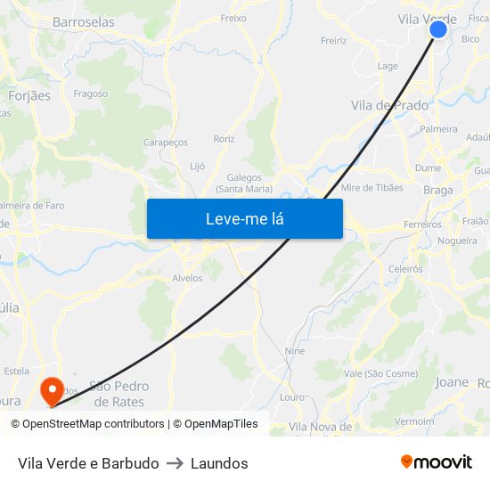 Vila Verde e Barbudo to Laundos map