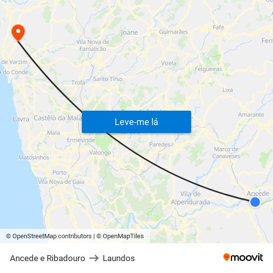 Ancede e Ribadouro to Laundos map