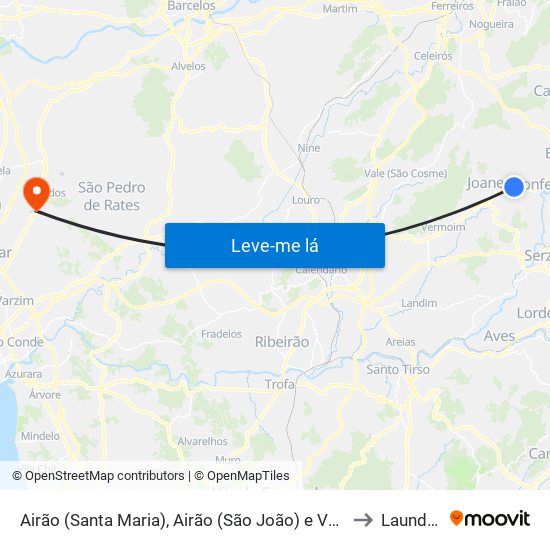 Airão (Santa Maria), Airão (São João) e Vermil to Laundos map