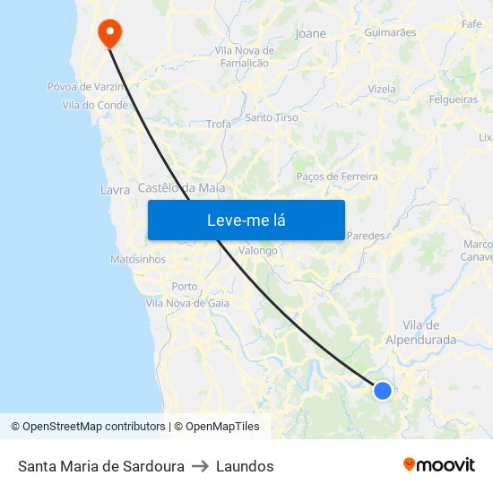 Santa Maria de Sardoura to Laundos map