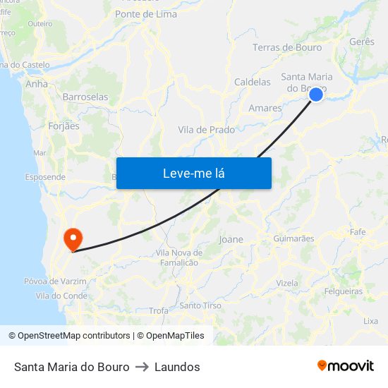 Santa Maria do Bouro to Laundos map