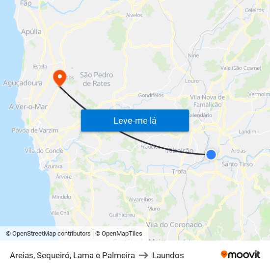 Areias, Sequeiró, Lama e Palmeira to Laundos map