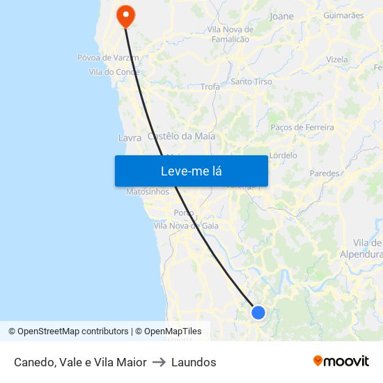 Canedo, Vale e Vila Maior to Laundos map