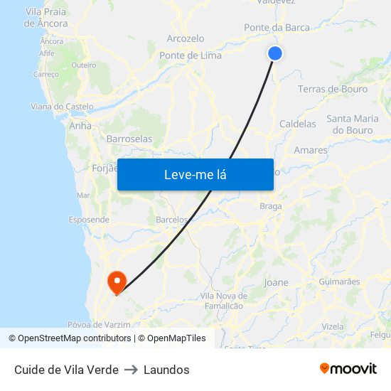 Cuide de Vila Verde to Laundos map