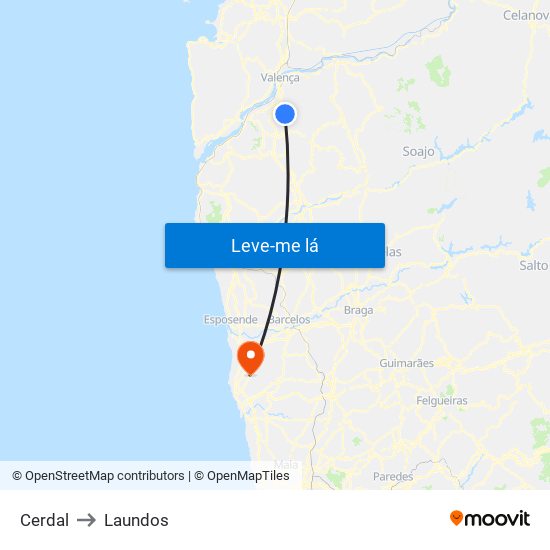 Cerdal to Laundos map