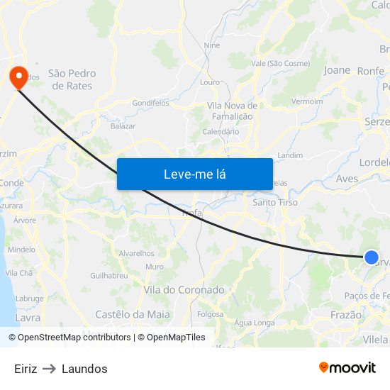 Eiriz to Laundos map