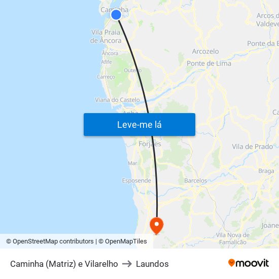 Caminha (Matriz) e Vilarelho to Laundos map