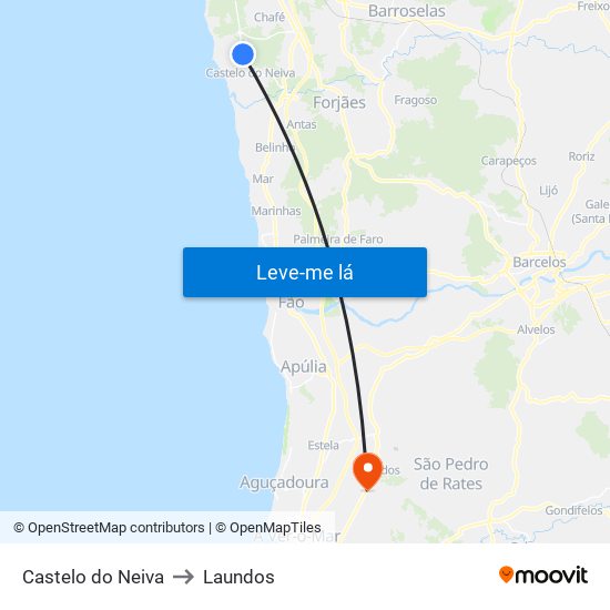 Castelo do Neiva to Laundos map