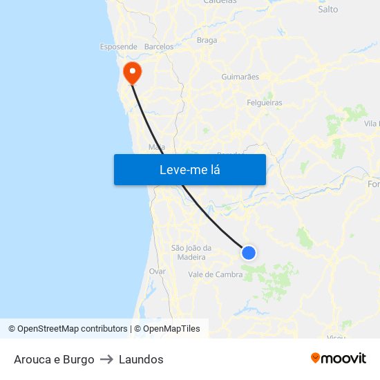 Arouca e Burgo to Laundos map