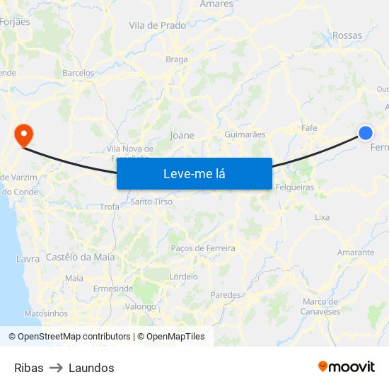 Ribas to Laundos map