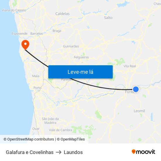 Galafura e Covelinhas to Laundos map