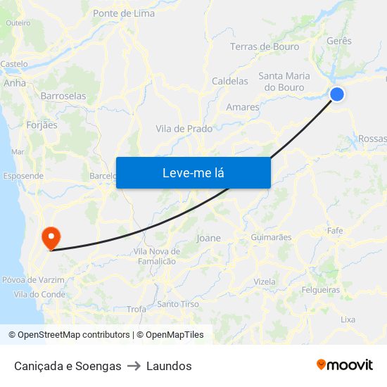 Caniçada e Soengas to Laundos map