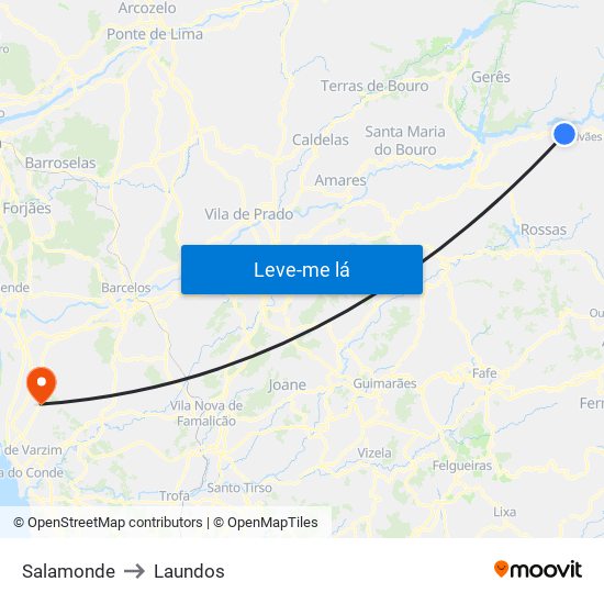 Salamonde to Laundos map