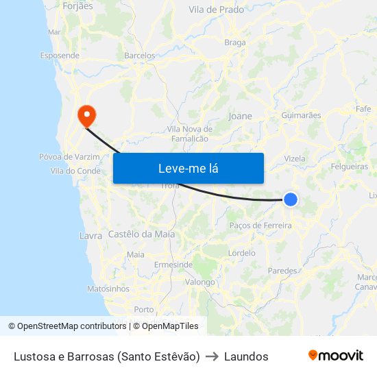 Lustosa e Barrosas (Santo Estêvão) to Laundos map