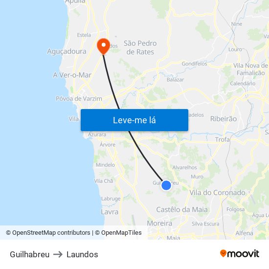 Guilhabreu to Laundos map