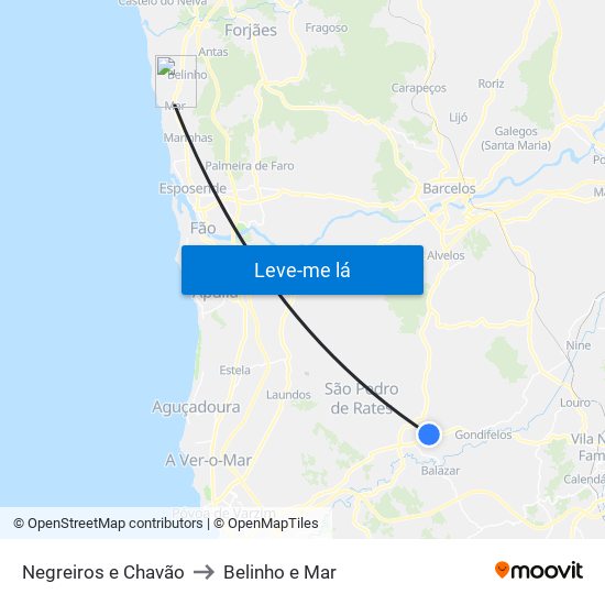 Negreiros e Chavão to Belinho e Mar map