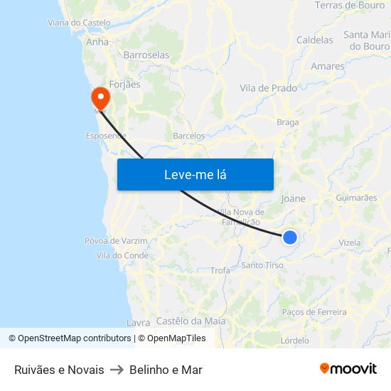 Ruivães e Novais to Belinho e Mar map