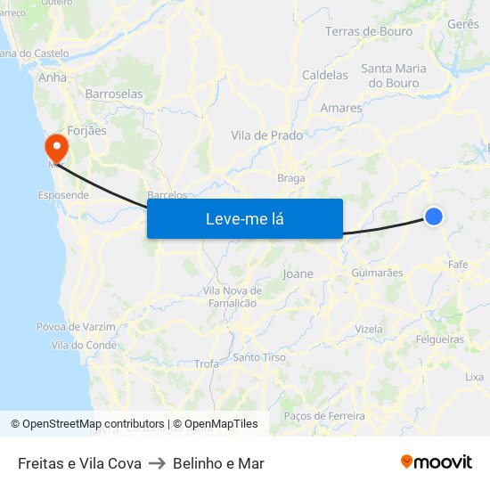 Freitas e Vila Cova to Belinho e Mar map
