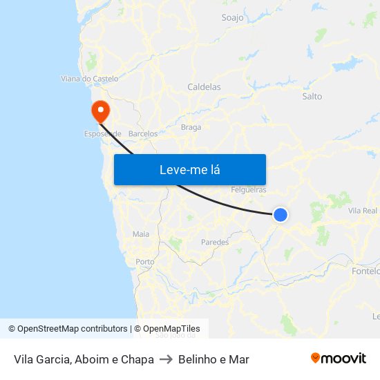 Vila Garcia, Aboim e Chapa to Belinho e Mar map