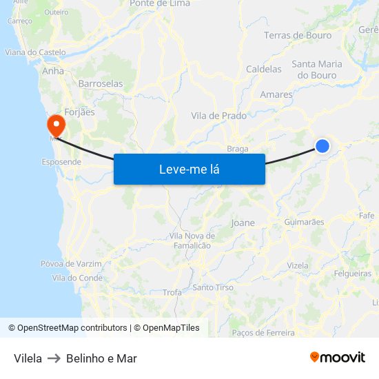 Vilela to Belinho e Mar map