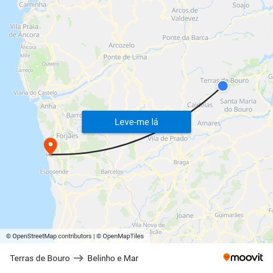 Terras de Bouro to Belinho e Mar map