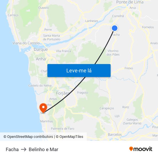 Facha to Belinho e Mar map